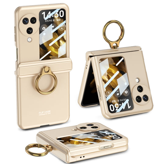 For OPPO Find N3 Flip GKK Integrated Magnetic Hinged Flip Case with Ring Holder(Gold)