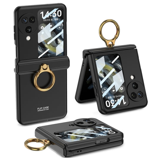 For OPPO Find N3 Flip GKK Integrated Magnetic Hinged Flip Case with Ring Holder(Black)