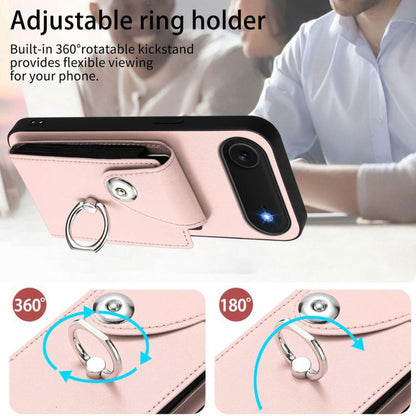 For iPhone Air Organ Card Bag Ring Holder PU Phone Case with Lanyard(Pink) - iPhone Air Cases by buy2fix | Online Shopping UK | buy2fix