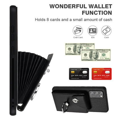 For Samsung Galaxy S20 FE Organ Card Bag Ring Holder PU Phone Case with Lanyard(Black) by buy2fix
