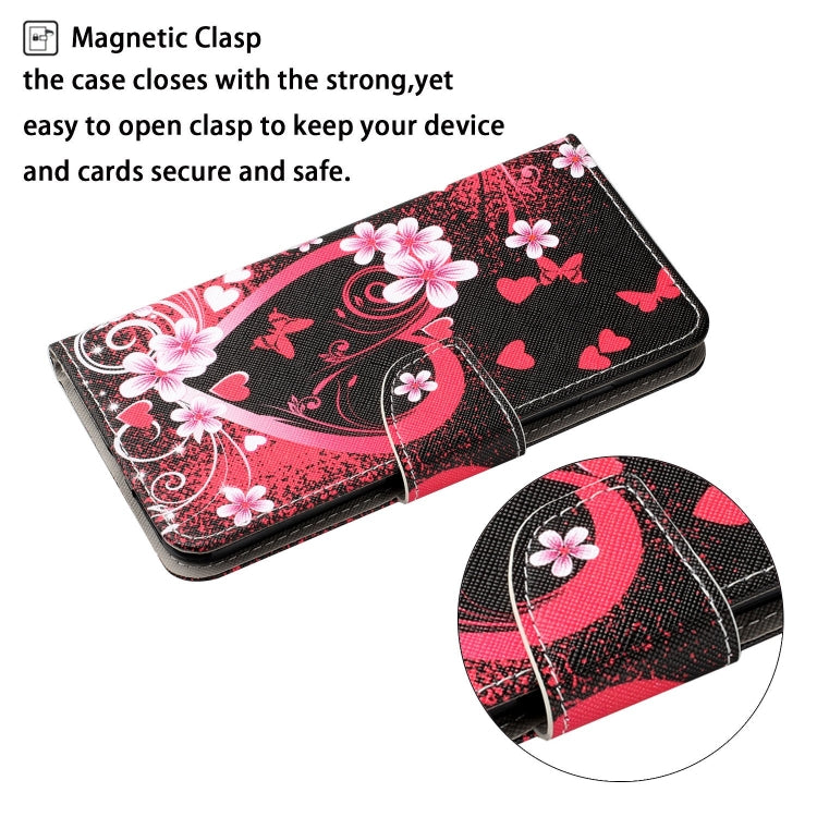 For Samsung Galaxy S24 5G Colored Drawing Pattern Leather Phone Case(Red Heart) - Galaxy S24 5G Cases by buy2fix | Online Shopping UK | buy2fix