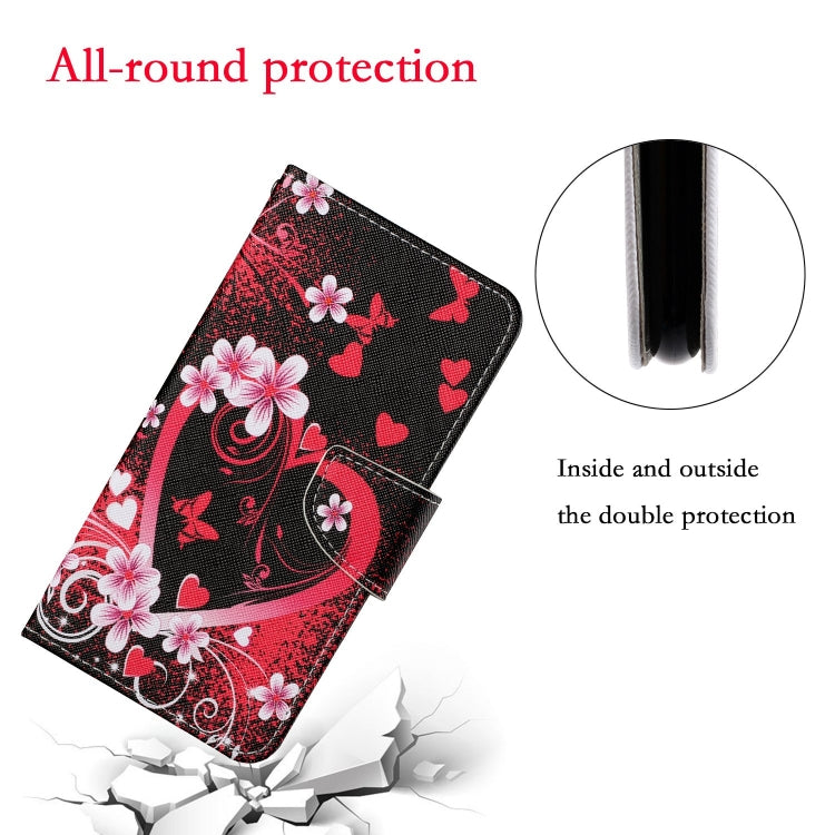 For Samsung Galaxy S24 5G Colored Drawing Pattern Leather Phone Case(Red Heart) - Galaxy S24 5G Cases by buy2fix | Online Shopping UK | buy2fix