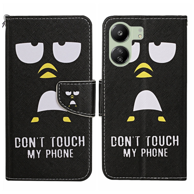 For Xiaomi Redmi 13C Colored Drawing Pattern Leather Phone Case(Penguin) by buy2fix