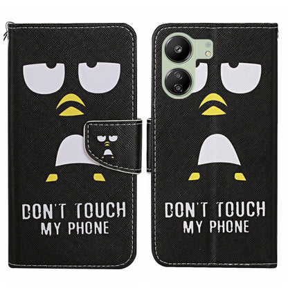 For Xiaomi Redmi 13C Colored Drawing Pattern Leather Phone Case(Penguin) by buy2fix