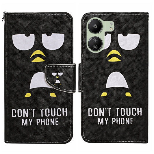 For Xiaomi Redmi 13C Colored Drawing Pattern Leather Phone Case(Penguin) by buy2fix