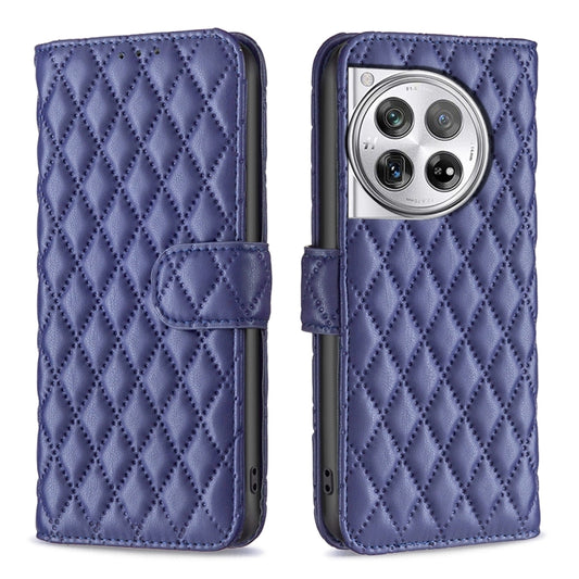 For OnePlus 12 5G Diamond Lattice Wallet Flip Leather Phone Case(Blue) - OnePlus Cases by buy2fix | Online Shopping UK | buy2fix