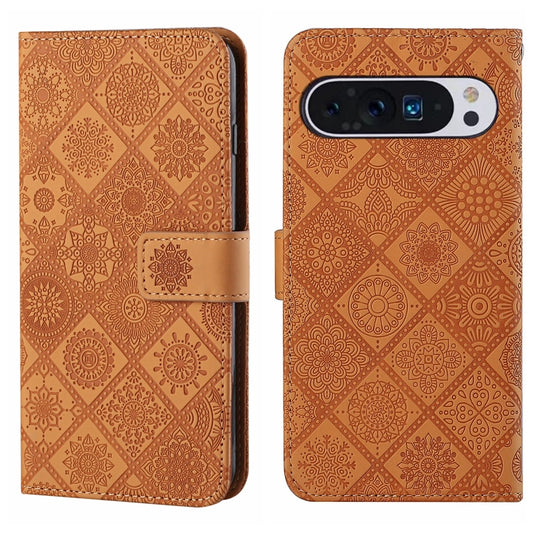 For Google Pixel 9 Pro XL Ethnic Style Embossed Pattern Leather Phone Case(Brown) by buy2fix