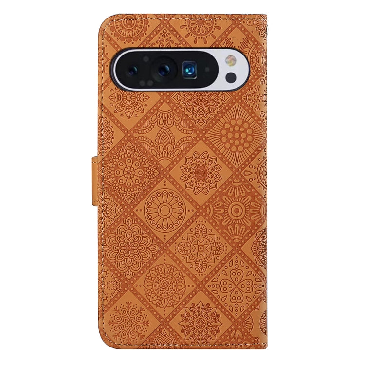 For Google Pixel 9 Pro XL Ethnic Style Embossed Pattern Leather Phone Case(Brown) by buy2fix