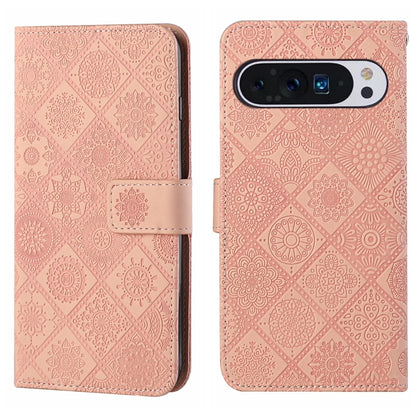 For Google Pixel 9 Pro XL Ethnic Style Embossed Pattern Leather Phone Case(Pink) by buy2fix
