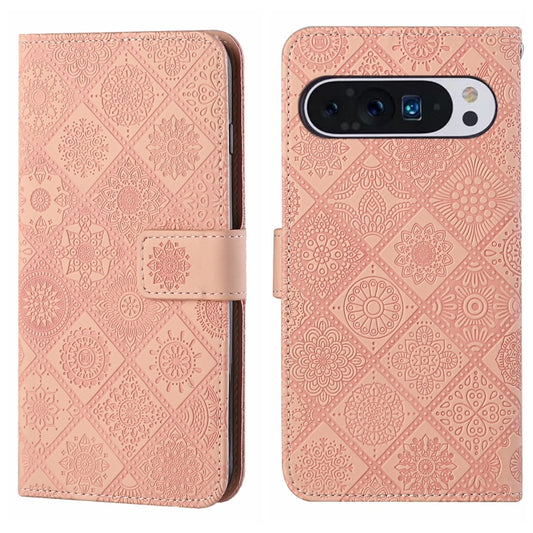 For Google Pixel 9 Pro XL Ethnic Style Embossed Pattern Leather Phone Case(Pink) by buy2fix