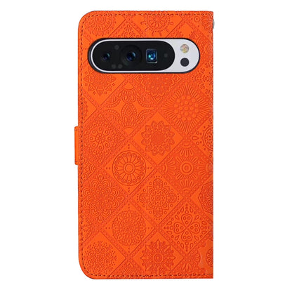 For Google Pixel 9 Pro XL Ethnic Style Embossed Pattern Leather Phone Case(Orange) by buy2fix