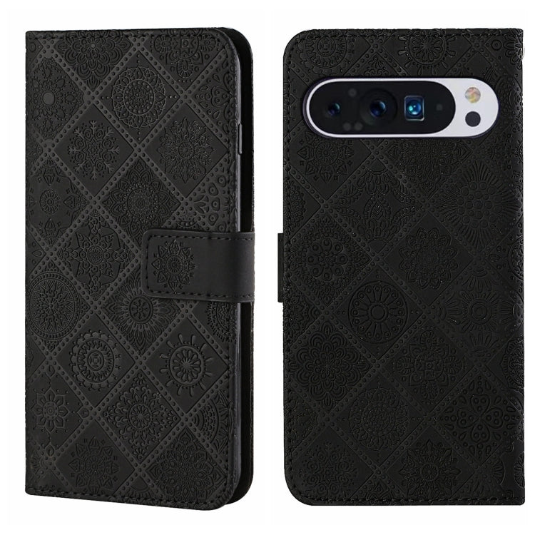 For Google Pixel 9 Pro XL Ethnic Style Embossed Pattern Leather Phone Case(Black) by buy2fix