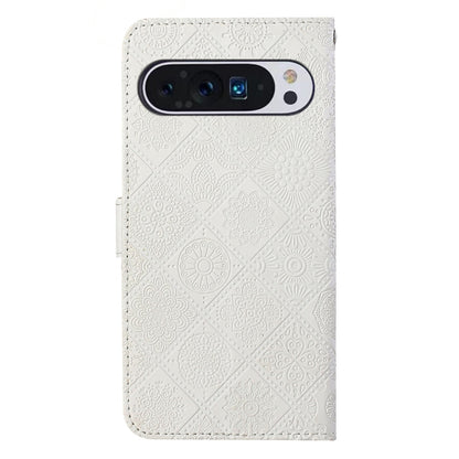 For Google Pixel 9 Pro XL Ethnic Style Embossed Pattern Leather Phone Case(White) by buy2fix