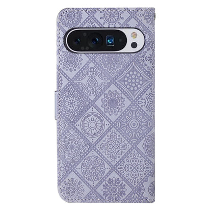 For Google Pixel 9 Pro XL Ethnic Style Embossed Pattern Leather Phone Case(Purple) by buy2fix