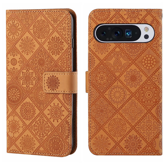 For Google Pixel 9 / 9 Pro Ethnic Style Embossed Pattern Leather Phone Case(Brown) by buy2fix