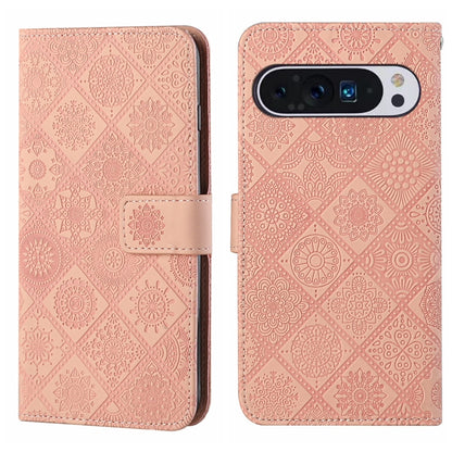 For Google Pixel 9 / 9 Pro Ethnic Style Embossed Pattern Leather Phone Case(Pink) by buy2fix