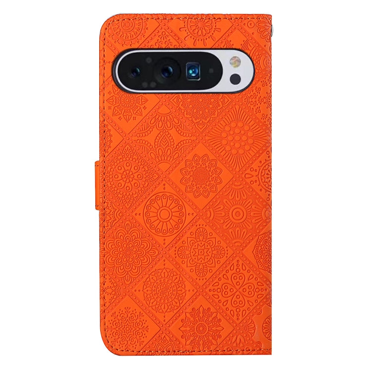 For Google Pixel 9 / 9 Pro Ethnic Style Embossed Pattern Leather Phone Case(Orange) by buy2fix