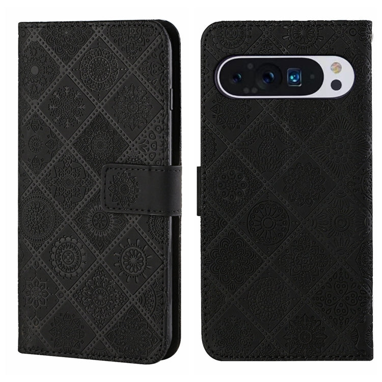 For Google Pixel 9 / 9 Pro Ethnic Style Embossed Pattern Leather Phone Case(Black) by buy2fix