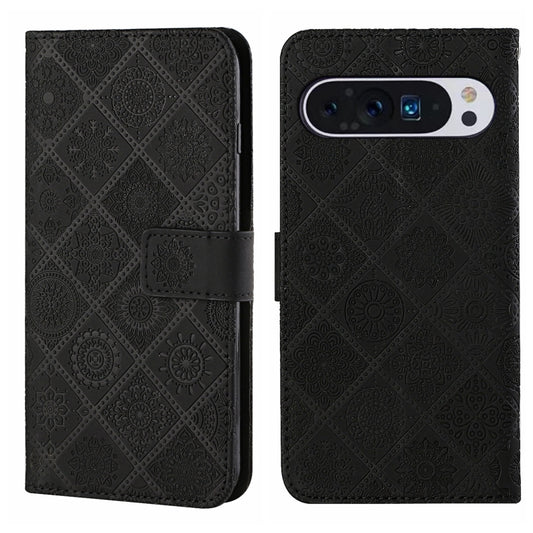 For Google Pixel 9 / 9 Pro Ethnic Style Embossed Pattern Leather Phone Case(Black) by buy2fix