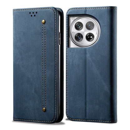 For OnePlus 12 Denim Texture Casual Style Horizontal Flip Leather Case(Blue) - OnePlus Cases by buy2fix | Online Shopping UK | buy2fix