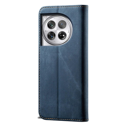 For OnePlus 12 Denim Texture Casual Style Horizontal Flip Leather Case(Blue) - OnePlus Cases by buy2fix | Online Shopping UK | buy2fix