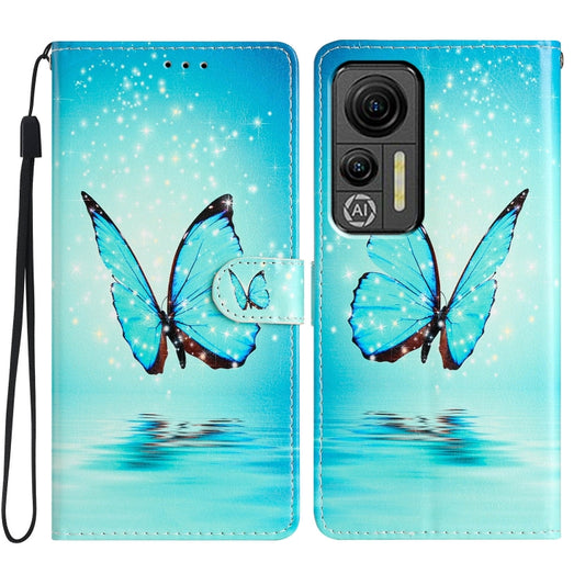 For Ulefone Note 14 Colored Drawing Leather Phone Case(Blue Butterfly) by buy2fix