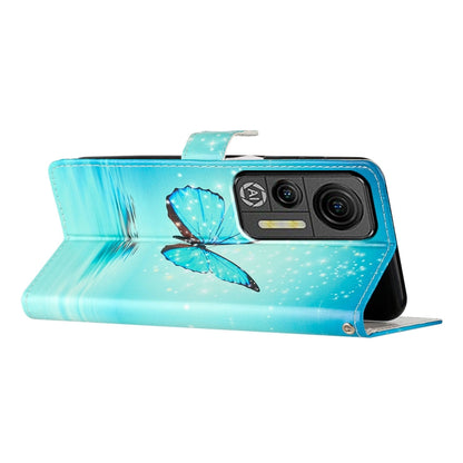 For Ulefone Note 14 Colored Drawing Leather Phone Case(Blue Butterfly) by buy2fix