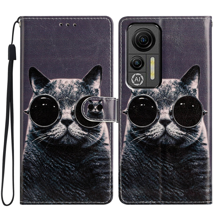 For Ulefone Note 14 Colored Drawing Leather Phone Case(Sunglasses Cat) by buy2fix