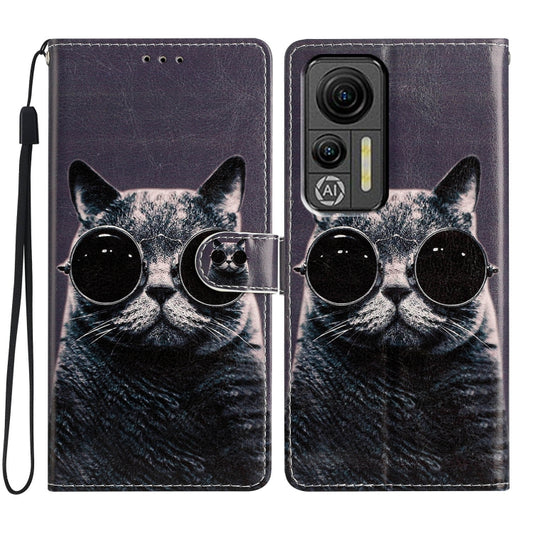 For Ulefone Note 14 Colored Drawing Leather Phone Case(Sunglasses Cat) by buy2fix