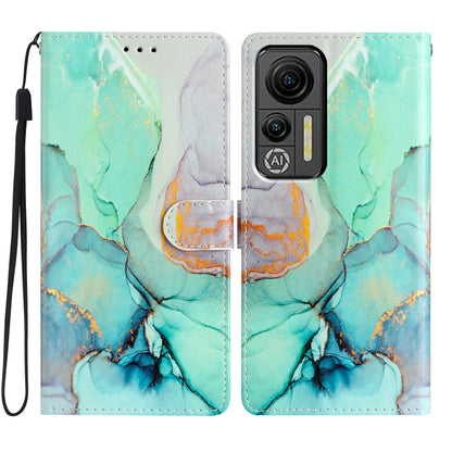 For Ulefone Note 14 Colored Drawing Leather Phone Case(Green Marble) by buy2fix