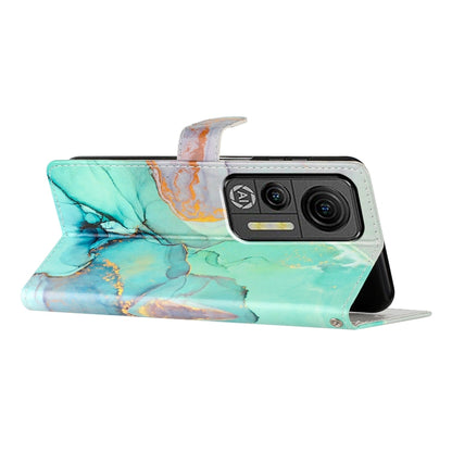 For Ulefone Note 14 Colored Drawing Leather Phone Case(Green Marble) by buy2fix
