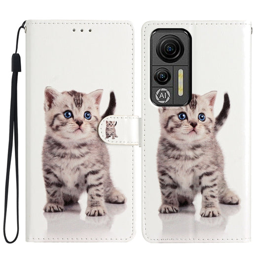 For Ulefone Note 14 Colored Drawing Leather Phone Case(Little Tabby Cat) by buy2fix