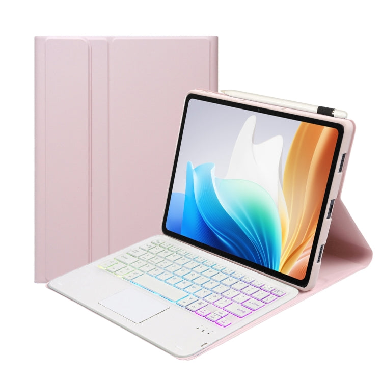 For OnePlus Pad Go / OPPO Pad Air2 / Neo OP14-AS TPU Ultra-thin Detachable Backlight Bluetooth Keyboard Leather Case with Touchpad(Pink) - OPPO Keyboard by buy2fix | Online Shopping UK | buy2fix