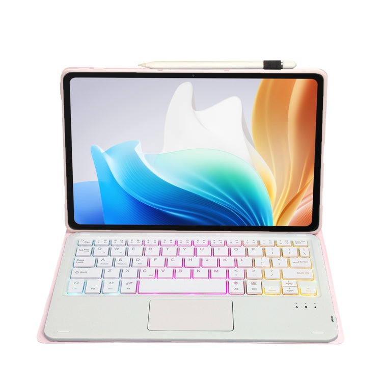 For OnePlus Pad Go / OPPO Pad Air2 / Neo OP14-AS TPU Ultra-thin Detachable Backlight Bluetooth Keyboard Leather Case with Touchpad(Pink) - OPPO Keyboard by buy2fix | Online Shopping UK | buy2fix