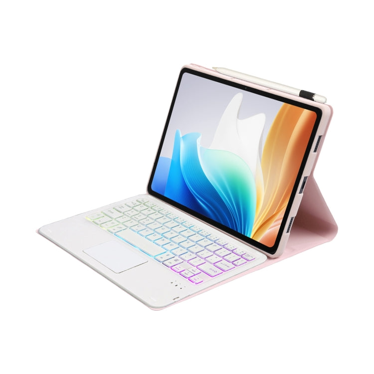 For OnePlus Pad Go / OPPO Pad Air2 / Neo OP14-AS TPU Ultra-thin Detachable Backlight Bluetooth Keyboard Leather Case with Touchpad(Pink) - OPPO Keyboard by buy2fix | Online Shopping UK | buy2fix