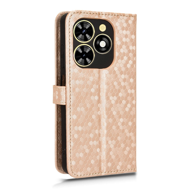 For Tecno Spark Go 2024 / Spark 20C Honeycomb Dot Texture Leather Phone Case(Gold) by buy2fix