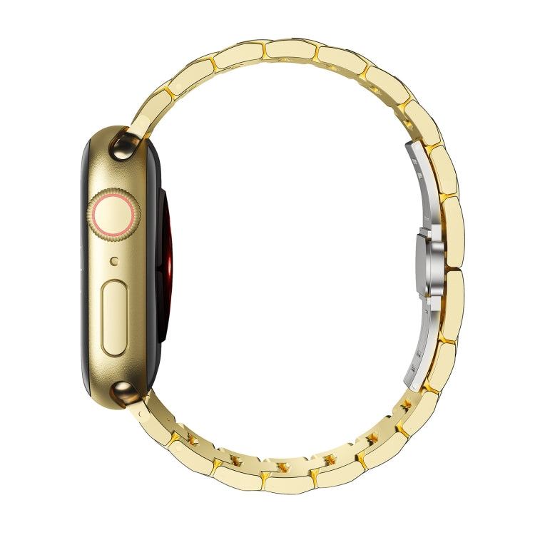 For Apple Watch SE 2023 44mm Butterfly Buckle 5-Beads Metal Watch Band(Black Red) by buy2fix