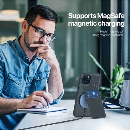 For iPhone 14 / 13 DUX DUCIS Rafi II Series MagSafe Magnetic Holder RFID Phone Case(Black) by DUX DUCIS