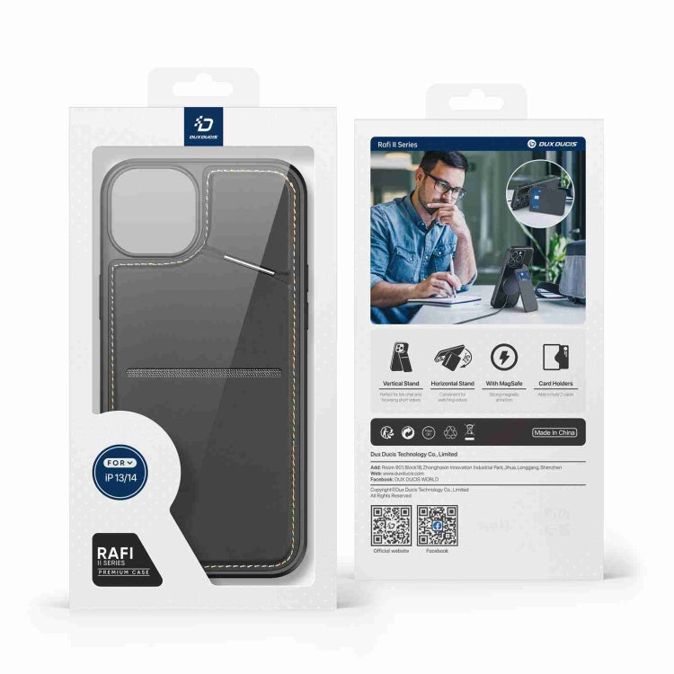 For iPhone 14 / 13 DUX DUCIS Rafi II Series MagSafe Magnetic Holder RFID Phone Case(Black) by DUX DUCIS