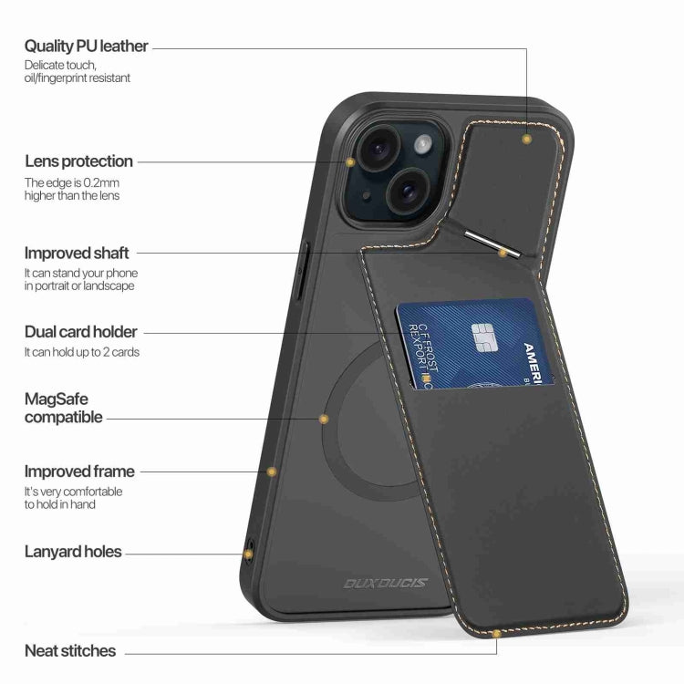 For iPhone 14 / 13 DUX DUCIS Rafi II Series MagSafe Magnetic Holder RFID Phone Case(Black) by DUX DUCIS