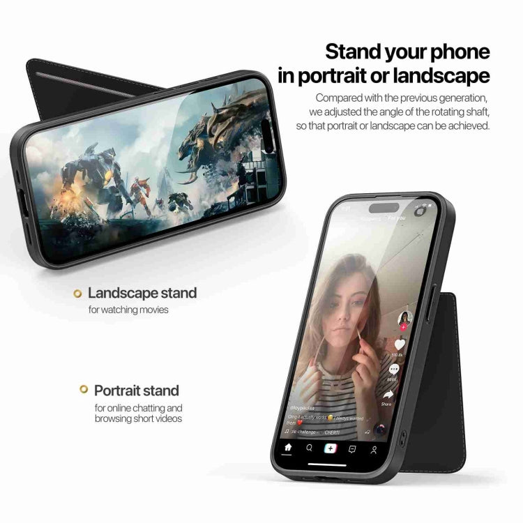 For iPhone 14 / 13 DUX DUCIS Rafi II Series MagSafe Magnetic Holder RFID Phone Case(Black) by DUX DUCIS