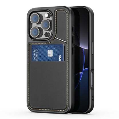 For iPhone 16 Pro DUX DUCIS Rafi II Series MagSafe Magnetic Holder RFID Phone Case(Black) by DUX DUCIS