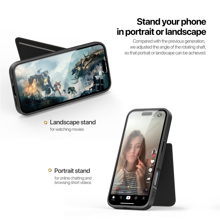 For iPhone 16 Pro DUX DUCIS Rafi II Series MagSafe Magnetic Holder RFID Phone Case(Black) by DUX DUCIS