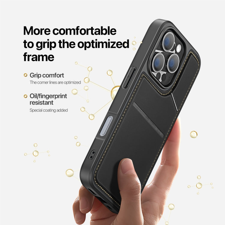 For iPhone 16 Pro DUX DUCIS Rafi II Series MagSafe Magnetic Holder RFID Phone Case(Black) by DUX DUCIS