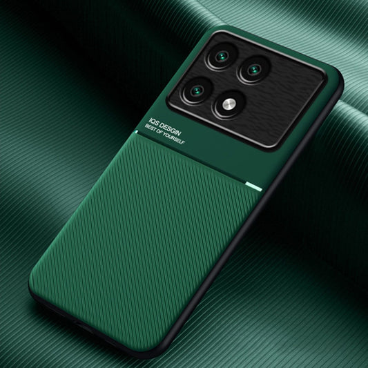 For Xiaomi Redmi K70 Classic Tilt Strip Grain Magnetic Shockproof PC + TPU Phone Case(Green) - Xiaomi Cases by buy2fix | Online Shopping UK | buy2fix