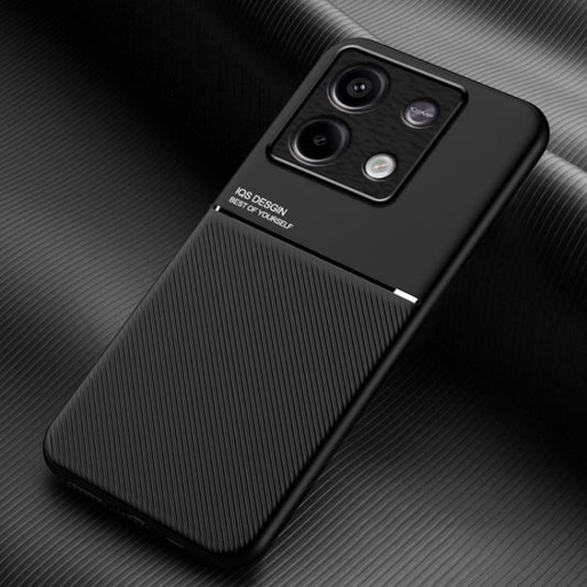 For Xiaomi Redmi Note 13 5G Classic Tilt Strip Grain Magnetic Shockproof PC + TPU Phone Case(Black) - Xiaomi Cases by buy2fix | Online Shopping UK | buy2fix