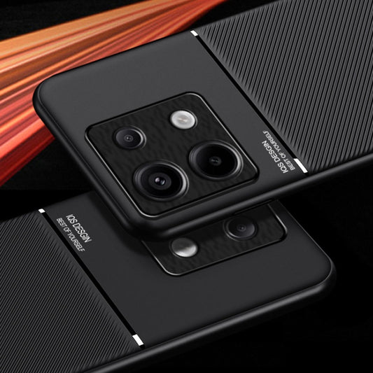 For Xiaomi Redmi Note 13 5G Classic Tilt Strip Grain Magnetic Shockproof PC + TPU Phone Case(Black) - Xiaomi Cases by buy2fix | Online Shopping UK | buy2fix