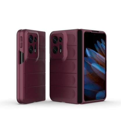 For OPPO Find N2 Magic Shield Fold PC Shockproof Phone Case(Wine Red) by buy2fix