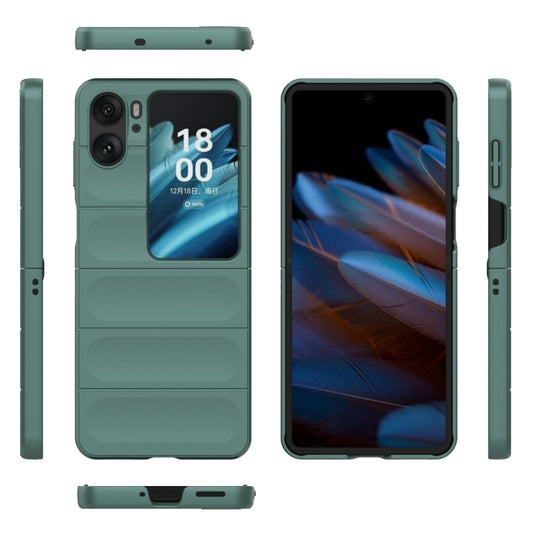 For OPPO Find N2 Flip Magic Shield Fold PC Shockproof Phone Case(Dark Green) by buy2fix