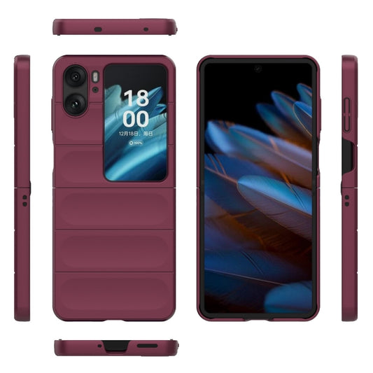 For OPPO Find N2 Flip Magic Shield Fold PC Shockproof Phone Case(Wine Red) by buy2fix